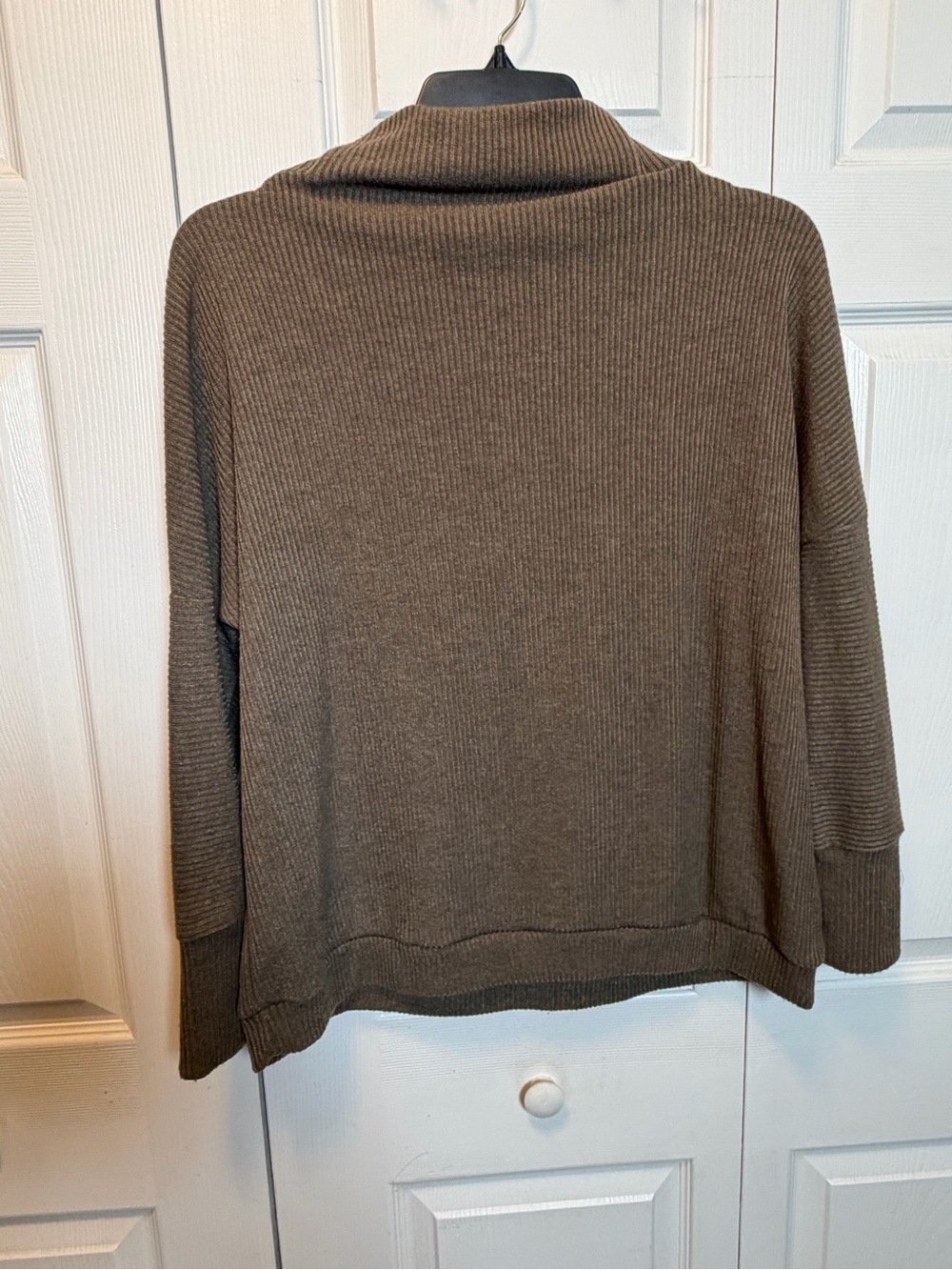 Andrée by Unit XL Brown Ribbed Cowl Neck Sweater Relaxed Dolman Sleeve Top - Picture 6 of 7